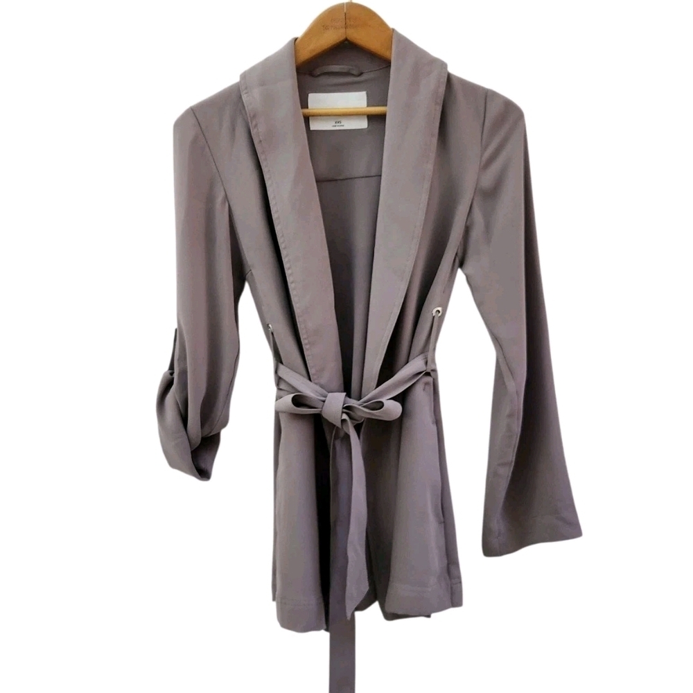 Babaton Aritzia Kahlo Mid Robe in Mink Tie Waist Womens Size XXS